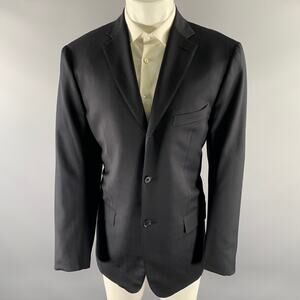 ISAIA Size 42 Black Wool Notch Lapel Sport Coat